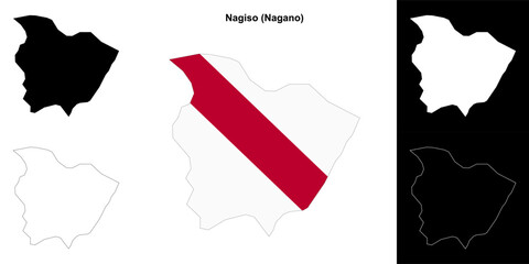 Nagiso (Nagano) outline map set