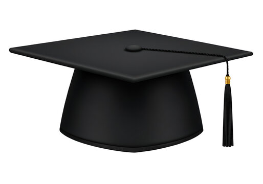 Elegant black graduation cap with tassel representing achievement and academic success Isolated on transparent background