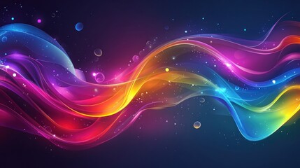 Obraz premium Vibrant Rainbow Waves Abstract Art