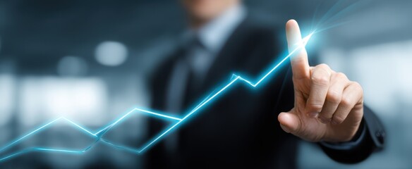 The Business Professional Manipulating a Digital Growth Chart for Success