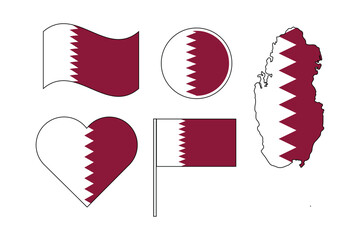 set of badges with flag of Qatar vector illustration