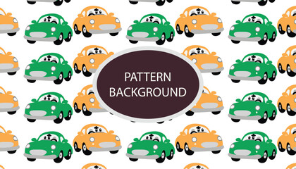 Obraz premium Car vehicle pattern background. pattern with cute cars, traffic lights and traffic signs. Can be used for nursery room, textile, wallpaper, packaging, clothing.