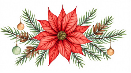 christmas wreath with poinsettia