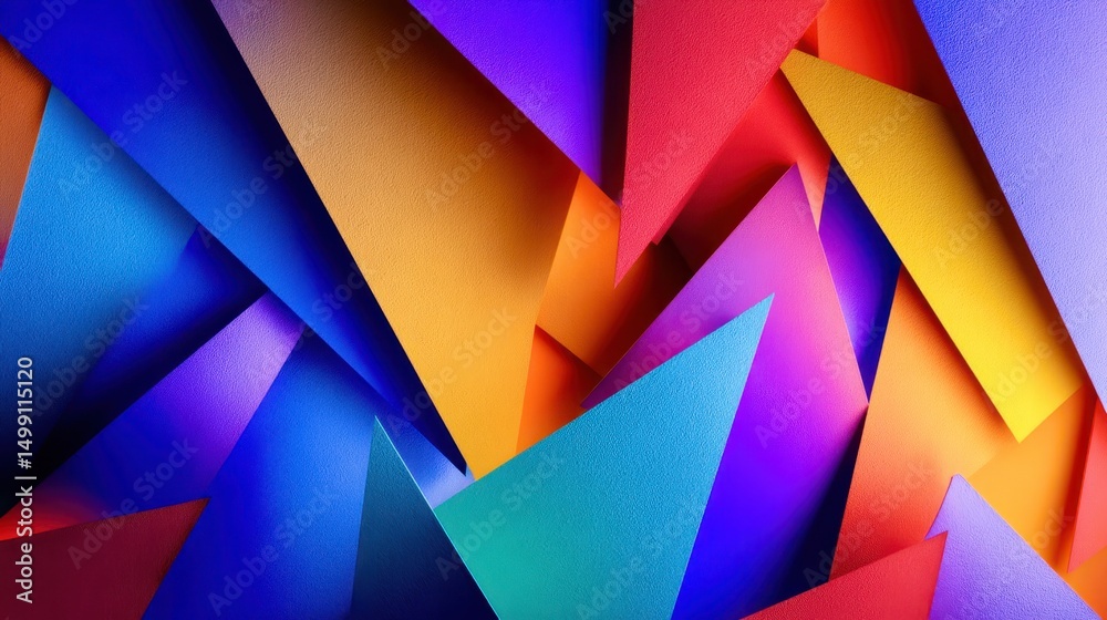 Poster A colorful abstract image of triangles and squares