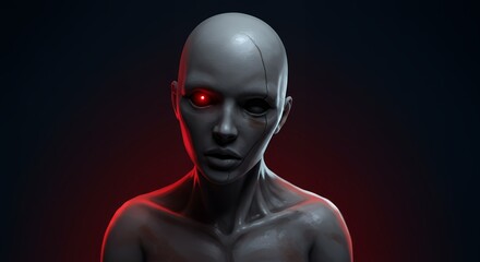 Humanoid Robot with Red Eye