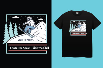 Extreme Snowboard Action with Mountain Background – Sportswear Print, Winter Sport Adventure – Snowboarder Racing in Snowy Mountains.