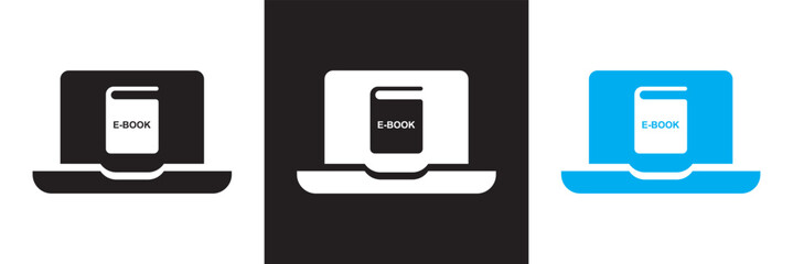 E-book icon. Vector for websites, mobile interfaces, presentations, banner, visual branding etc. Vector illustration. isolated on white and black background. EPS 10