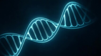 Abstract DNA strand rotating in space with glowing blue highlights - Powered by Adobe