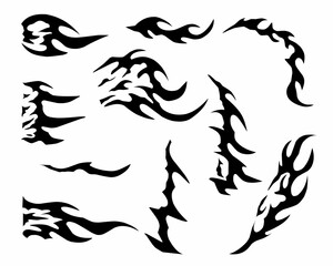 Obraz premium set of fire shape black and white illustration element vector 
