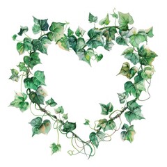 Ivy border watercolor plant heart leaf.