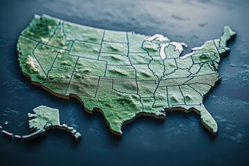 Exploring the topographical map of the United States showcasing varied landscapes and regions of the country