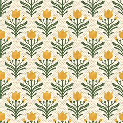Yellow, green, warm color floral pattern, fabric pattern, nature, wallpaper pattern