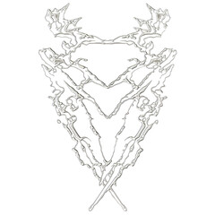 Tribal chrome shape 3D render on transparent background