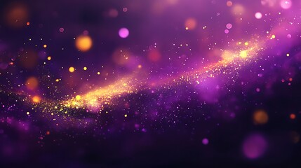 Abstract blurred lights in shades of purple and yellow creating a bokeh effect
