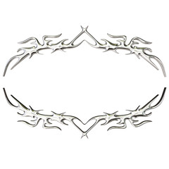 Tribal chrome shape 3D render on transparent background