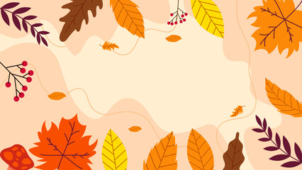 Auntum Leaf  Illustration Flat Background 