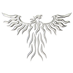 Obraz premium Chrome Tribal Phoenix – 3D Render on Transparent Background