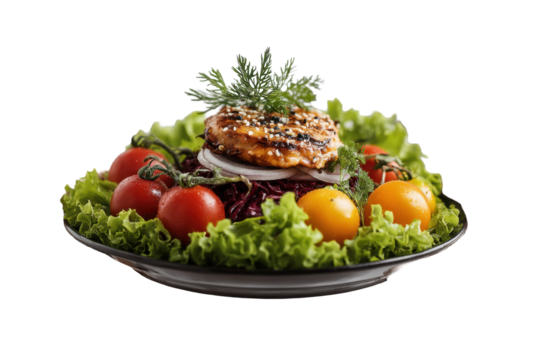 Chef in Uniform Presenting Food – Transparent Background