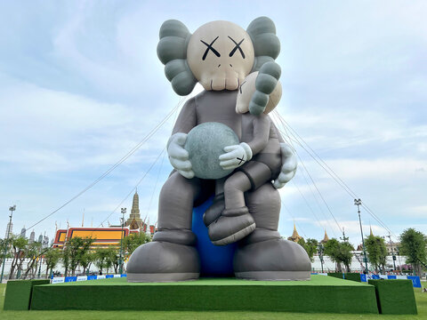 BANGKOK, THAILAND - MAY 19, 2025 : KAWS HOLIDAY THAILAND exhibition is open to the public from May 13th to 25th, 2025, at Sanam Luang, Bangkok, THAILAND