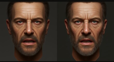 Man Face Portrait Comparison Rendering