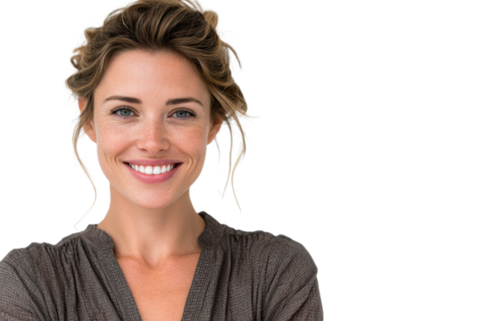 Natural Smile of a Woman – Isolated on White