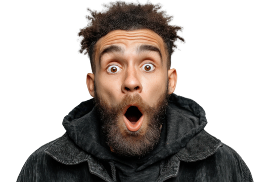 Surprised Man Expression – Transparent Background