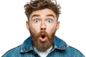 Man Reacting with Amazement – Transparent Format