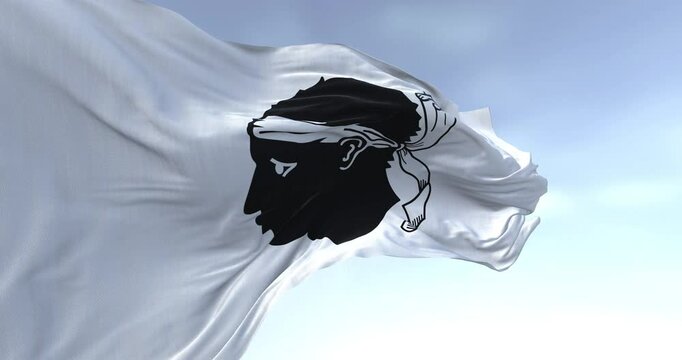 Flag of Corsica waving in the wind on a clear day