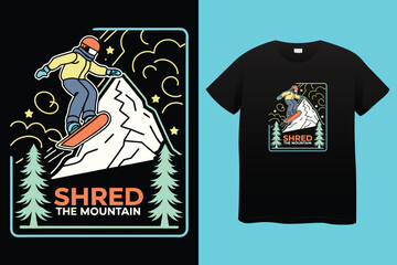 Extreme Snowboarding Adventure in Winter Mountain Landscape – T-Shirt Vector Design