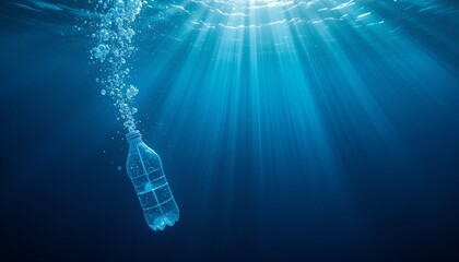 Plastic bottle under the sea, for world ocean day
