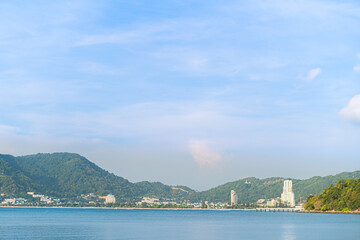 Afternoon sky with clouds, background on the beach near Patong.