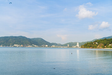 Afternoon sky with clouds, background on the beach near Patong.