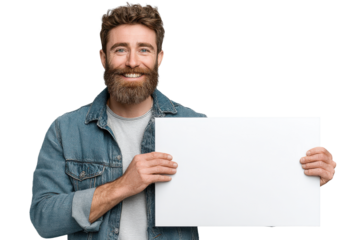 Guy Holding Empty Placard – Transparent Image