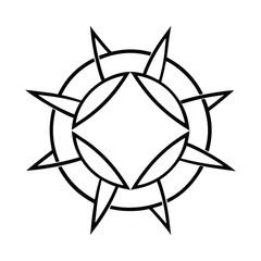 Sun and moon tribal vector illustration with floral ornament and star tattoo design