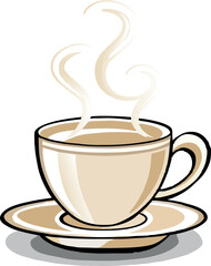 Coffee cup with swirly steam – clean line illustration.