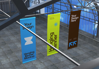 Indoor Hanging Banner Display Mockup