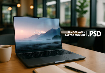 Remote desktop laptop screen mockup