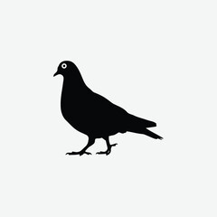Obraz premium Minimalist Black Dove Silhouette on White Background – Elegant Walking Pose Vector Design
