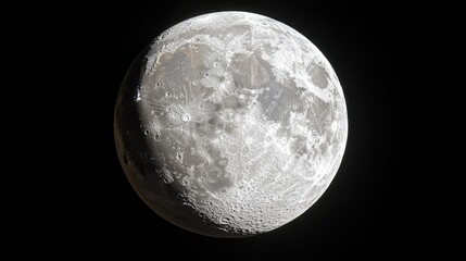 Fototapeta premium Close up of full moon, on dark black night sky background, template for halloween