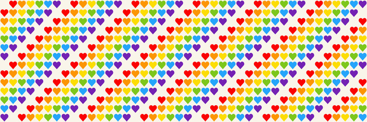Rainbow Heart Mosaic, seamless vector pattern with colorful hearts in a rainbow palette. Perfect for backgrounds, textiles, and festive banner designs, this vibrant pattern spreads love and joy  