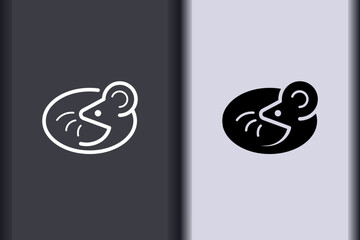 Vector rat, mouse minimal flat icon simple concept design. Curve line and object shape creative logo design isolated on background.