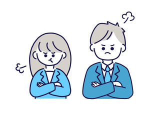 怒った表情の男女／上半身／ビジネスマン