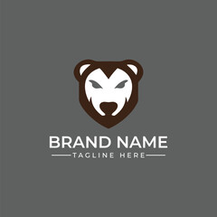 Minimalist Bear Head Logo Design with vector 
