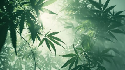 Obraz premium Natural Cannabis. Green Leaves of Wild Marijuana Plant with White Background