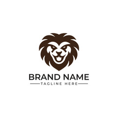 Lion Head Logo Design Modern Mascot Emblem Vector Template
