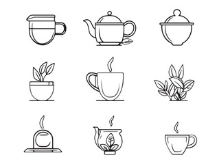 Green Tea Minimalist Line Art Illustration Vector Design