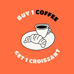 Vector coffee hand drawn playful and whimsical  illustrations, breakfast and brunch cafe and coffee shop prints and posters