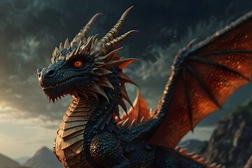 dragon head on black.generative.ai