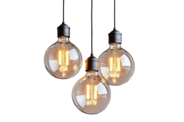Edison Bulb Trio Vintage Style Lighting Pendant Lamps Interior Design Light Fixtures on transparent background