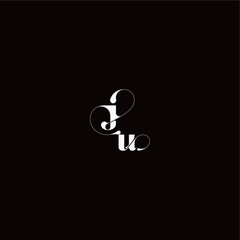 organic hairline logo wedding typography initial letter monogram style and elegant concept JU
